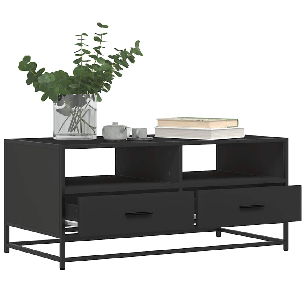 Coffee Table Black 100x50x45 cm Engineered Wood and Metal