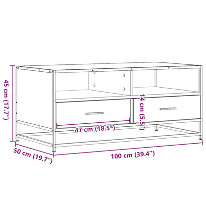 Coffee Table Black 100x50x45 cm Engineered Wood and Metal