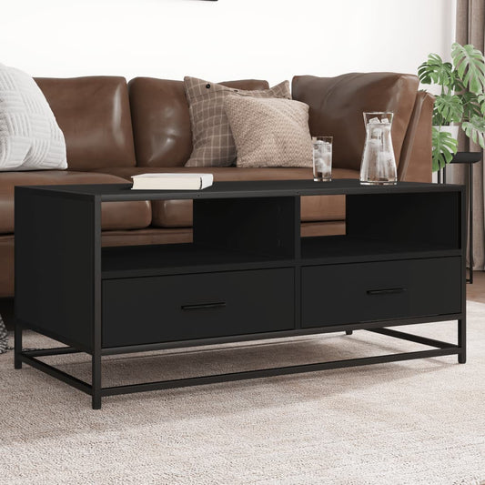 Coffee Table Black 100x50x45 cm Engineered Wood and Metal