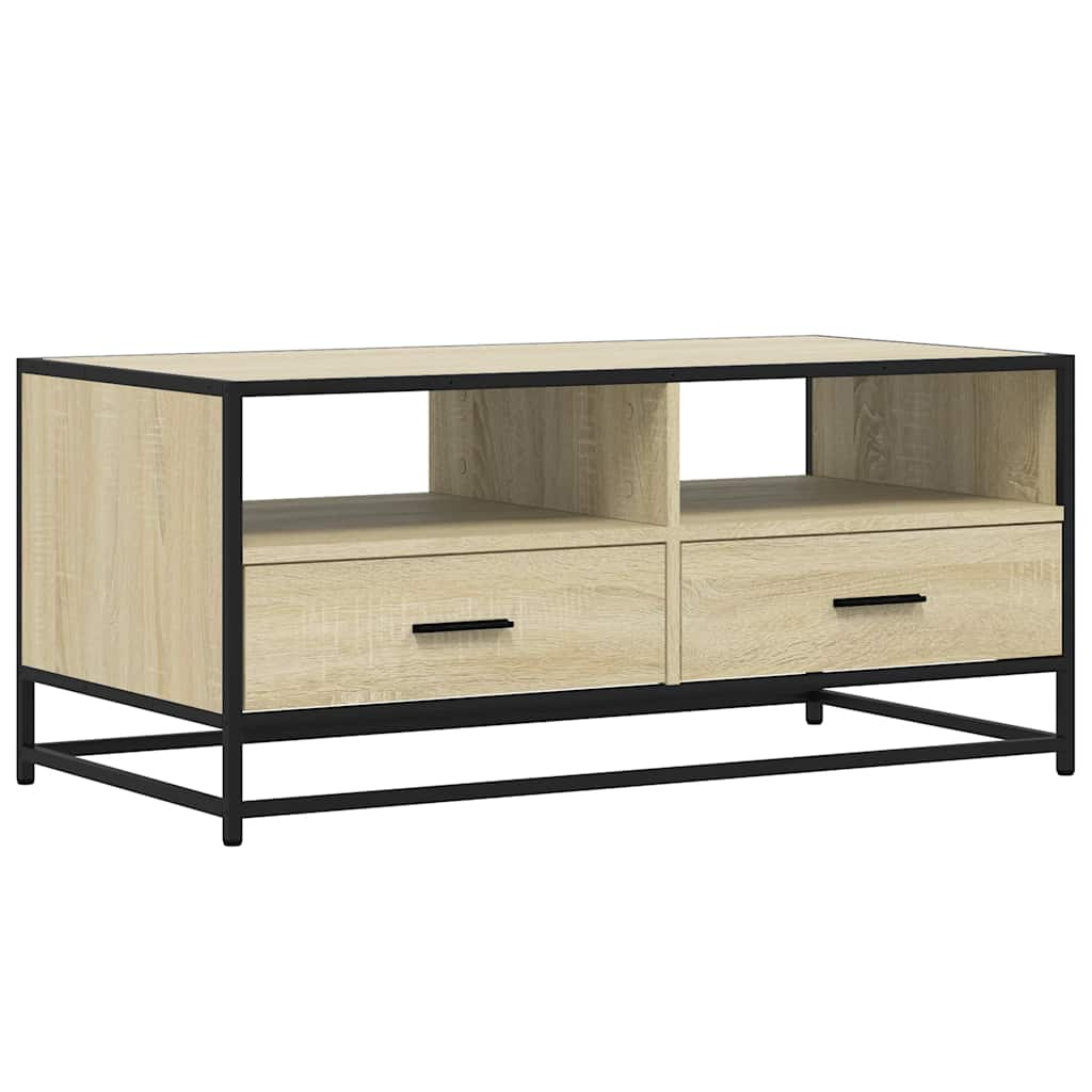 Coffee Table Sonoma Oak 100x50x45 cm Engineered Wood and Metal