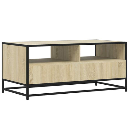 Coffee Table Sonoma Oak 100x50x45 cm Engineered Wood and Metal