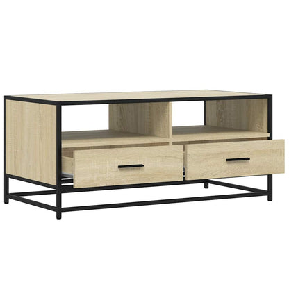 Coffee Table Sonoma Oak 100x50x45 cm Engineered Wood and Metal