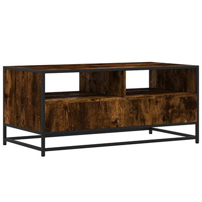 Coffee Table Smoked Oak 100x50x45 cm Engineered Wood and Metal