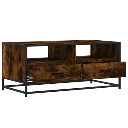 Coffee Table Smoked Oak 100x50x45 cm Engineered Wood and Metal