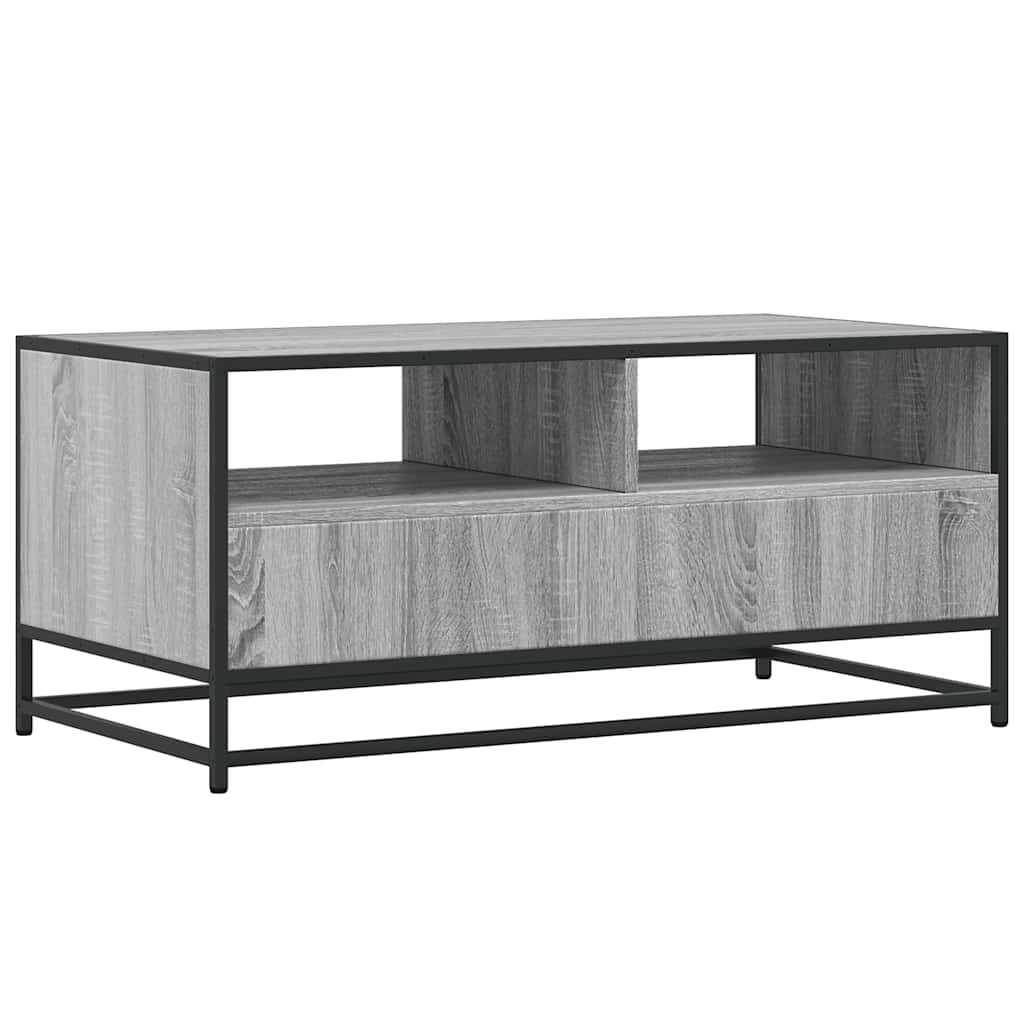 Coffee Table Grey Sonoma 100x50x45 cm Engineered Wood and Metal