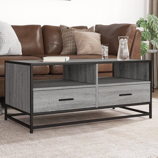 Coffee Table Grey Sonoma 100x50x45 cm Engineered Wood and Metal