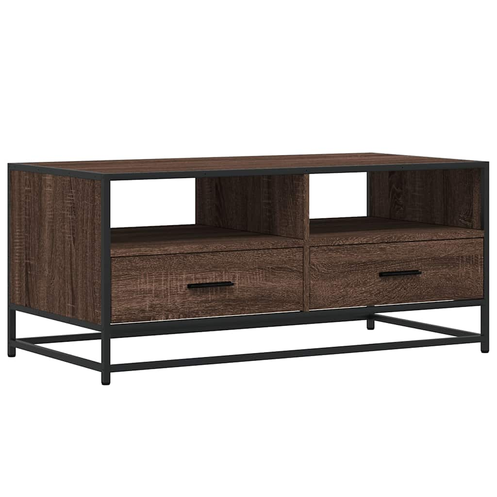 Coffee Table Brown Oak 100x50x45 cm Engineered Wood and Metal