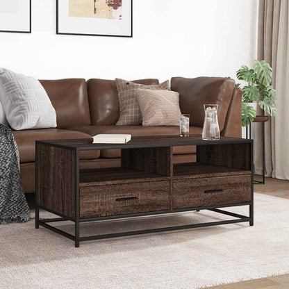 Coffee Table Brown Oak 100x50x45 cm Engineered Wood and Metal