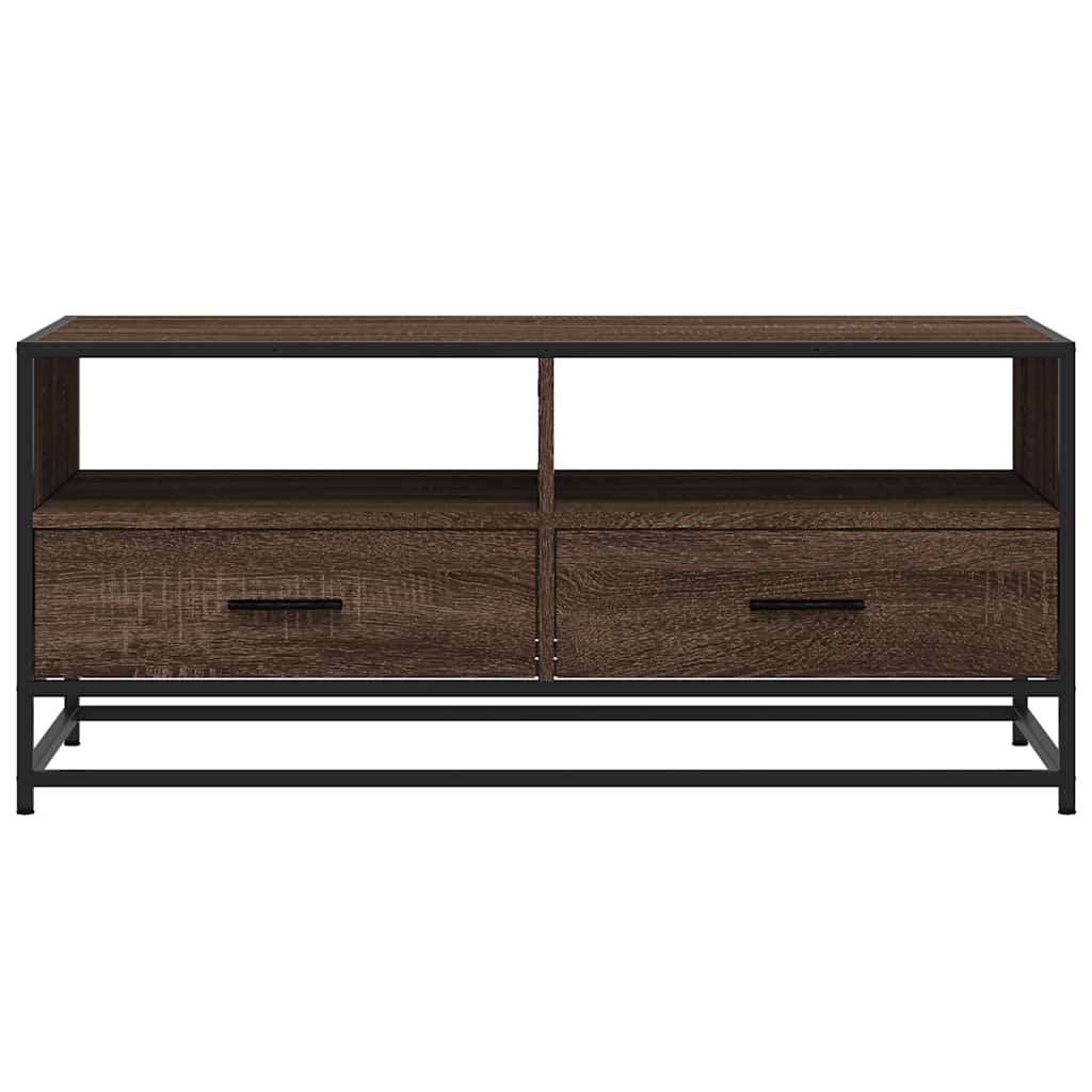 Coffee Table Brown Oak 100x50x45 cm Engineered Wood and Metal