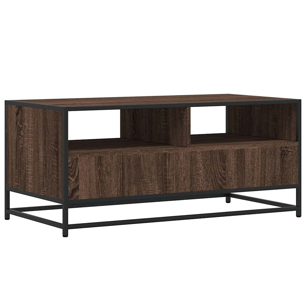 Coffee Table Brown Oak 100x50x45 cm Engineered Wood and Metal