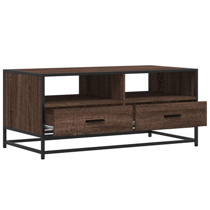 Coffee Table Brown Oak 100x50x45 cm Engineered Wood and Metal