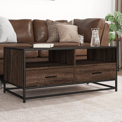 Coffee Table Brown Oak 100x50x45 cm Engineered Wood and Metal