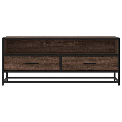 TV Cabinet Brown Oak 100x34.5x40 cm Engineered Wood and Metal