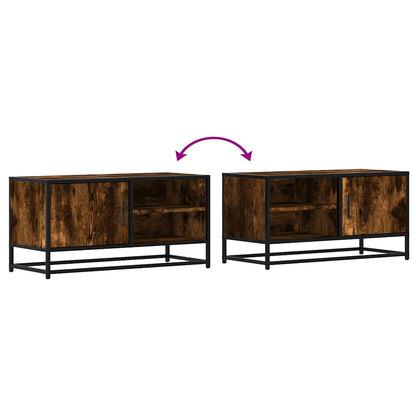 TV Cabinet Smoked Oak 80x34.5x40 cm Engineered Wood and Metal