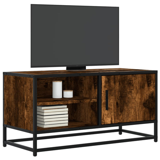 TV Cabinet Smoked Oak 80x34.5x40 cm Engineered Wood and Metal