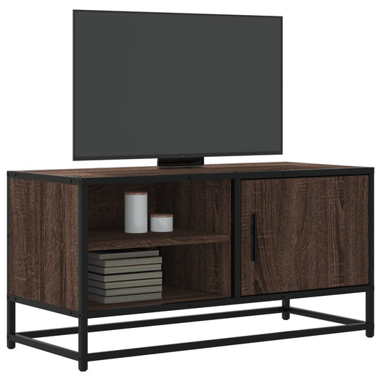 TV Cabinet Brown Oak 80x34.5x40 cm Engineered Wood and Metal
