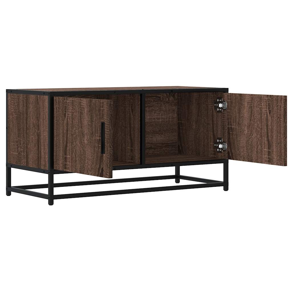 TV Cabinet Brown Oak 80x34.5x40 cm Engineered Wood and Metal