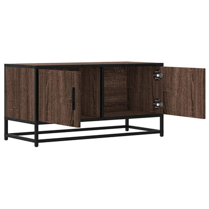 TV Cabinet Brown Oak 80x34.5x40 cm Engineered Wood and Metal