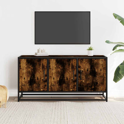 TV Cabinet Smoked Oak 100x35x50 cm Engineered Wood and Metal