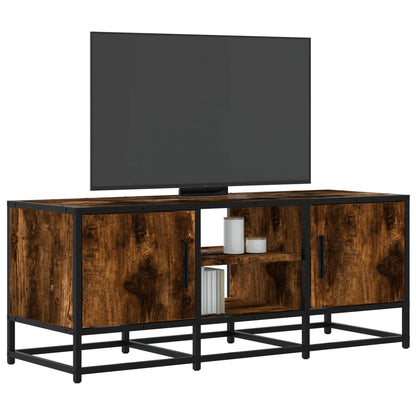 TV Cabinet Smoked Oak 100x35x41 cm Engineered Wood and Metal