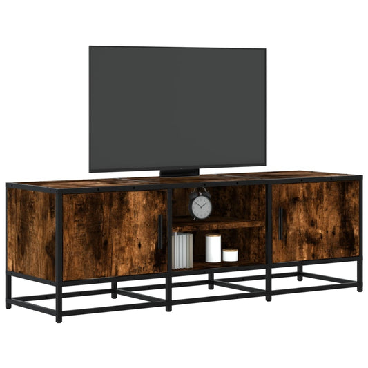 TV Cabinet Smoked Oak 120x35x41 cm Engineered Wood and Metal