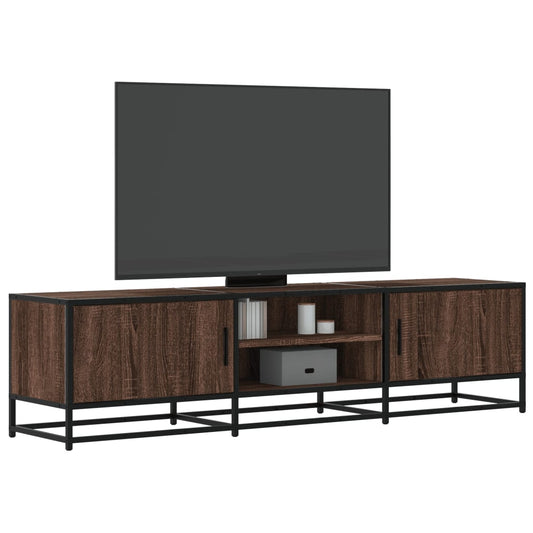 TV Cabinet Brown Oak 160x35x41 cm Engineered Wood and Metal