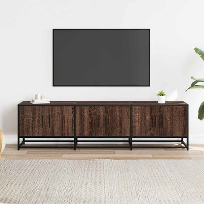 TV Cabinet Brown Oak 150x35x41 cm Engineered Wood and Metal