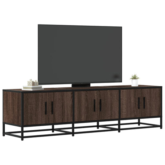 TV Cabinet Brown Oak 150x35x41 cm Engineered Wood and Metal