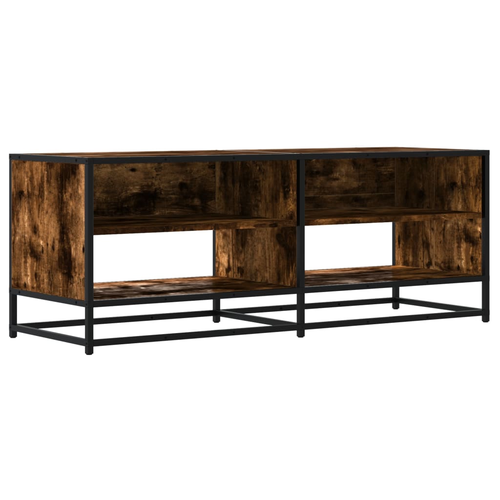 TV Cabinet Smoked Oak 120.5x40x46 cm Engineered Wood and Metal