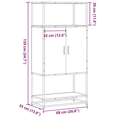 Highboard Black 68x35x139 cm Engineered Wood and Metal