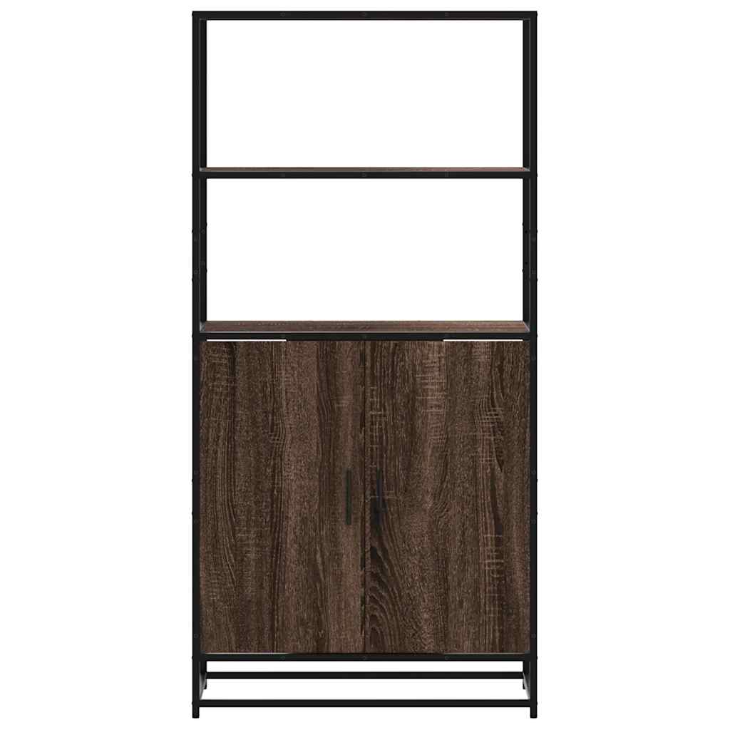 Highboard Brown Oak 68x35x139 cm Engineered Wood and Metal