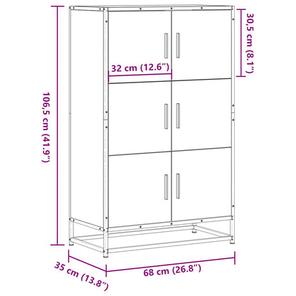 Highboard Sonoma Oak 68x35x106.5 cm Engineered Wood and Metal