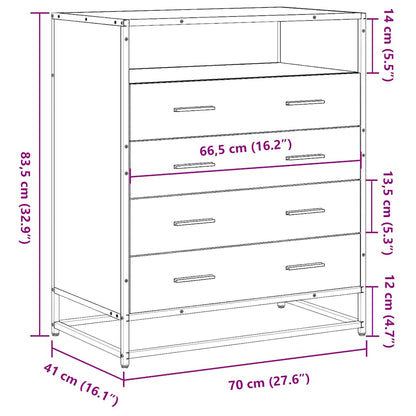 Drawer Cabinet Brown Oak 70x41x83.5 cm Engineered Wood