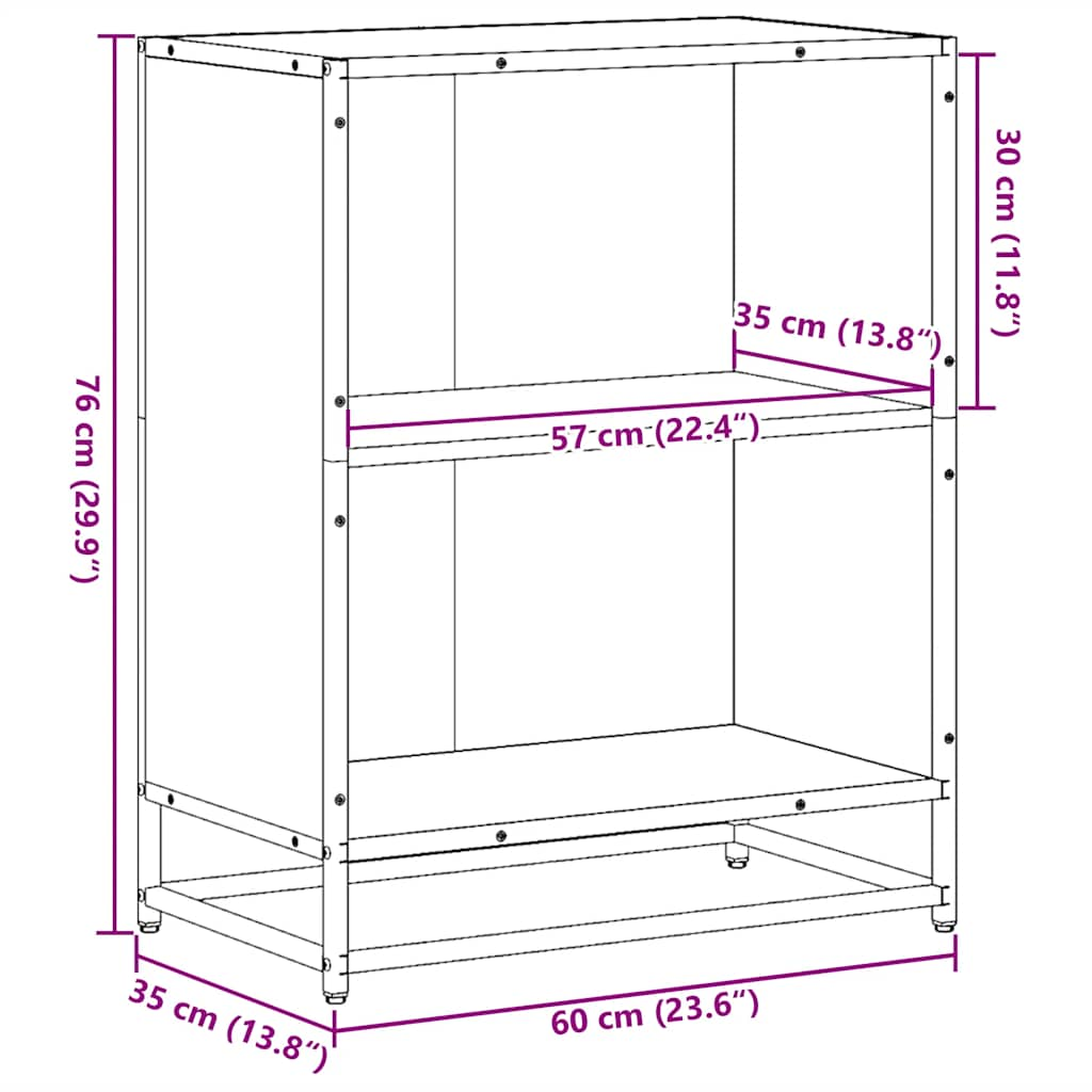 Book Cabinet Smoked Oak 60x35x76 cm Engineered Wood