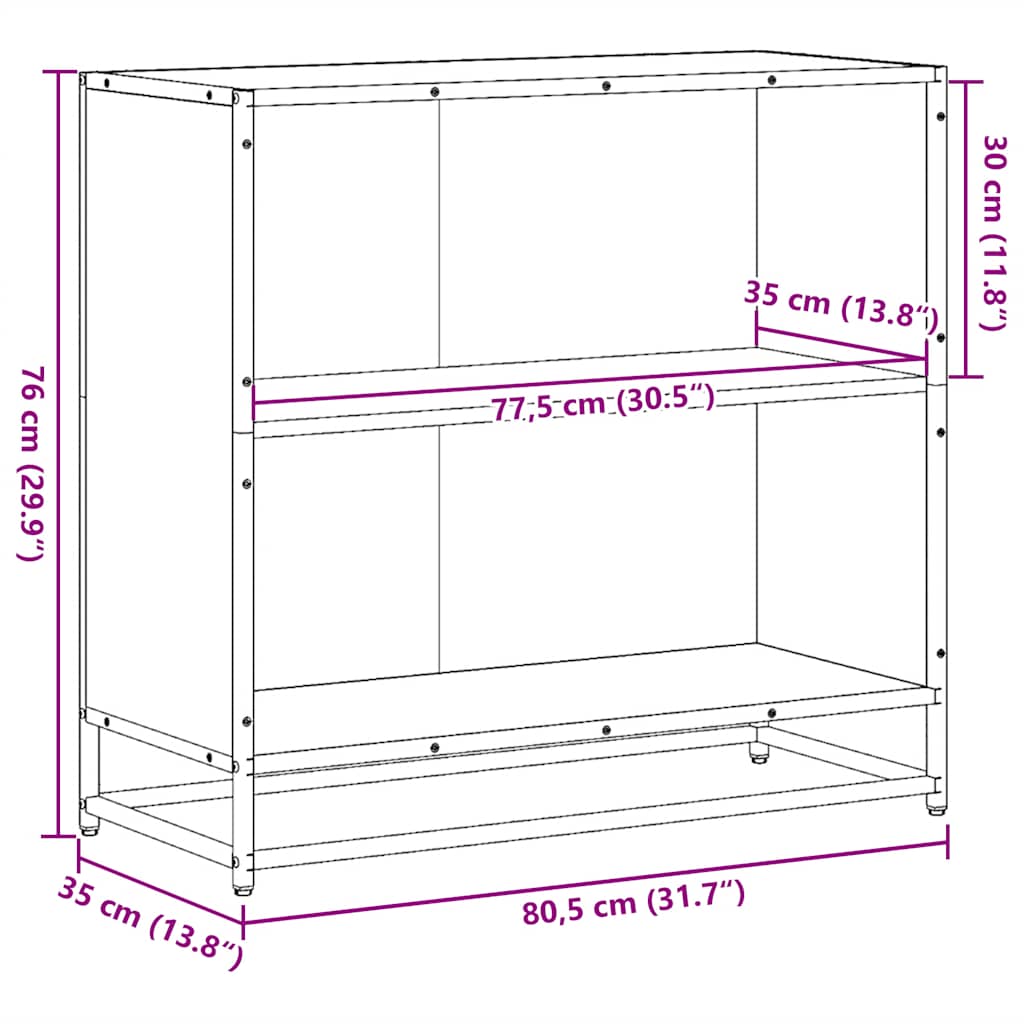 Book Cabinet Black 80x35x76 cm Engineered Wood