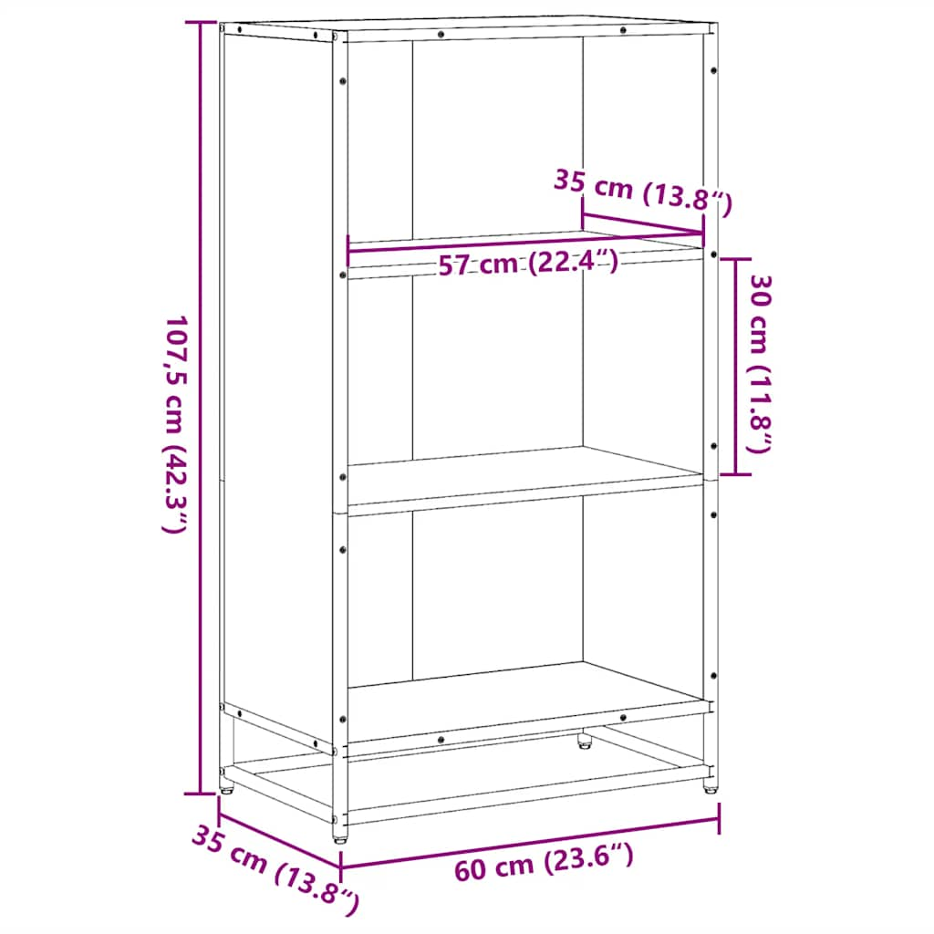 Book Cabinet Sonoma Oak 60x35x107.5 cm Engineered Wood