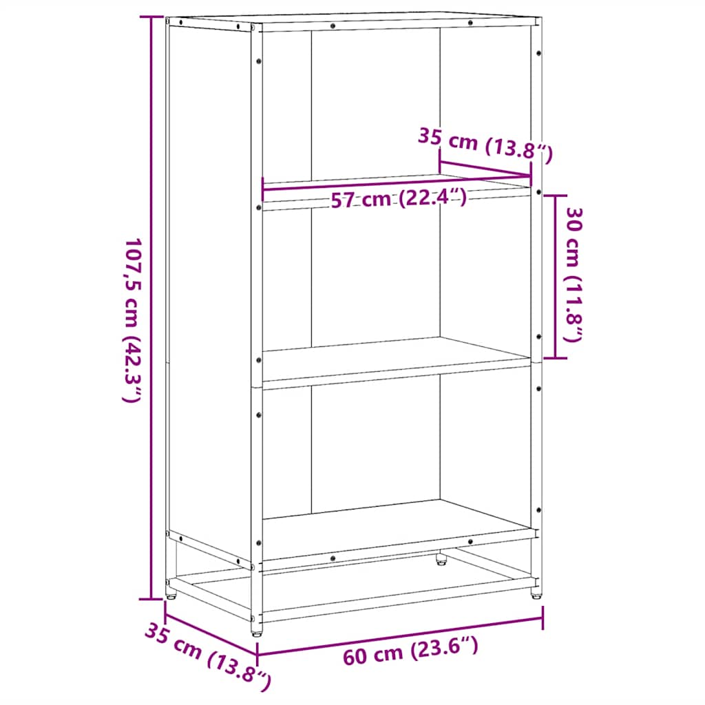 Book Cabinet Grey Sonoma 60x35x107.5 cm Engineered Wood