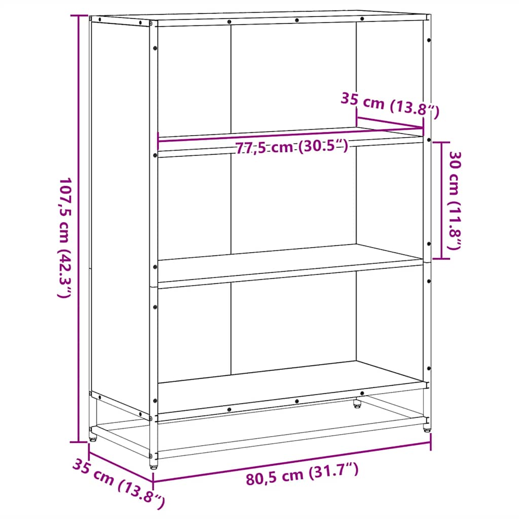 Book Cabinet Sonoma Oak 80.5x35x107.5 cm Engineered Wood