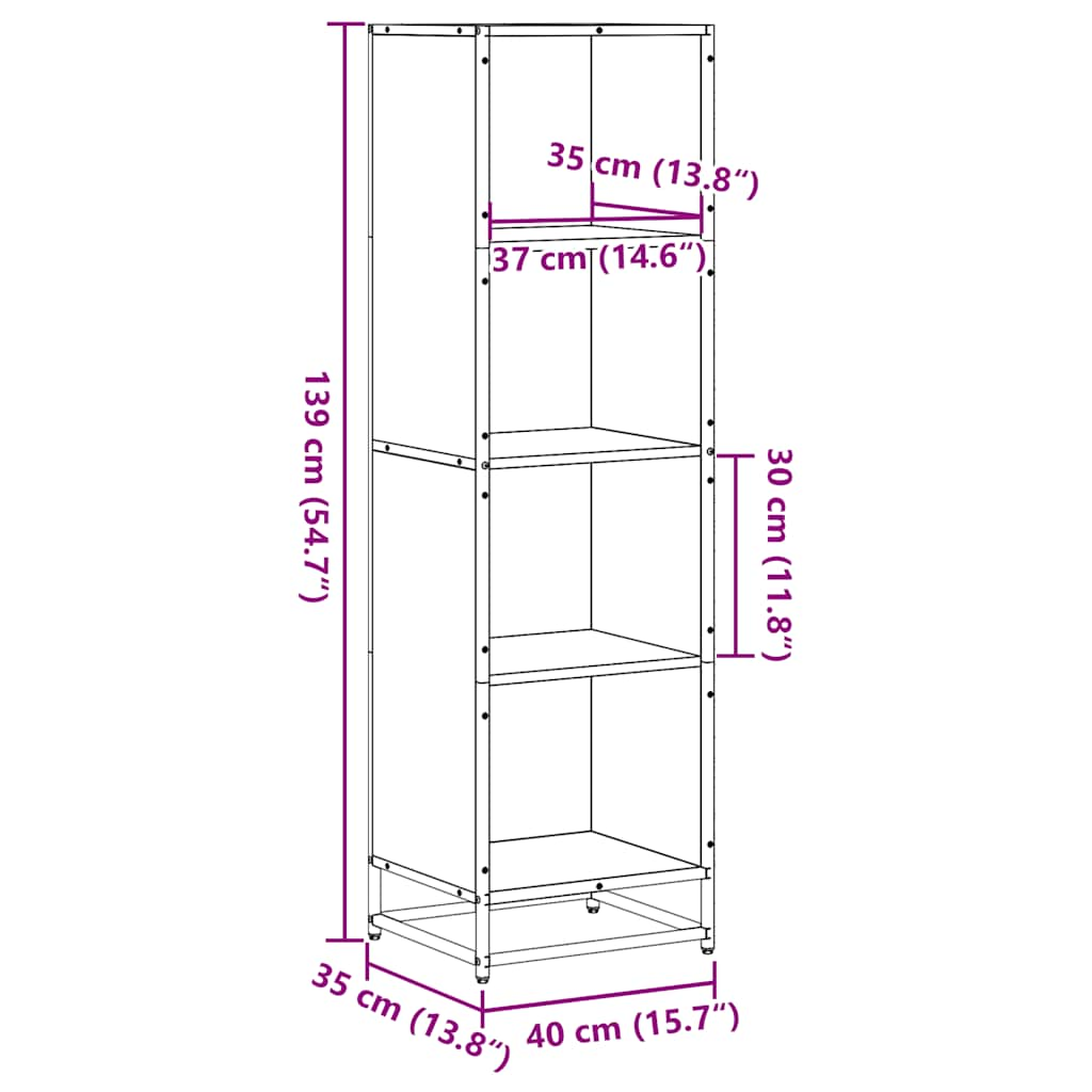 Book Cabinet Smoked Oak 40x35x139 cm Engineered Wood