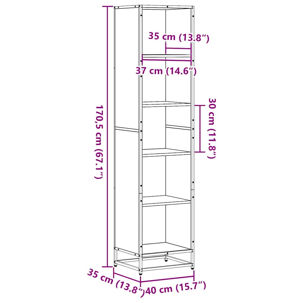 Book Cabinet Black 40x35x170.5 cm Engineered Wood