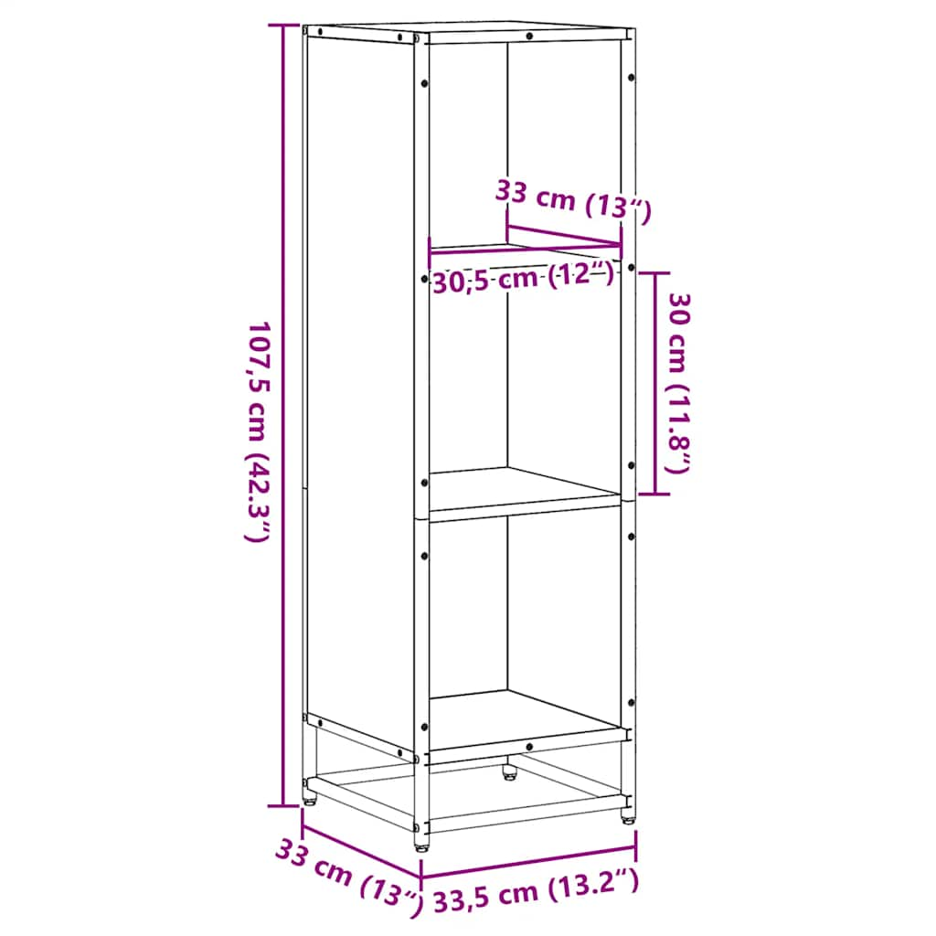 Book Cabinet Sonoma Oak 33.5x33x107.5 cm Engineered Wood