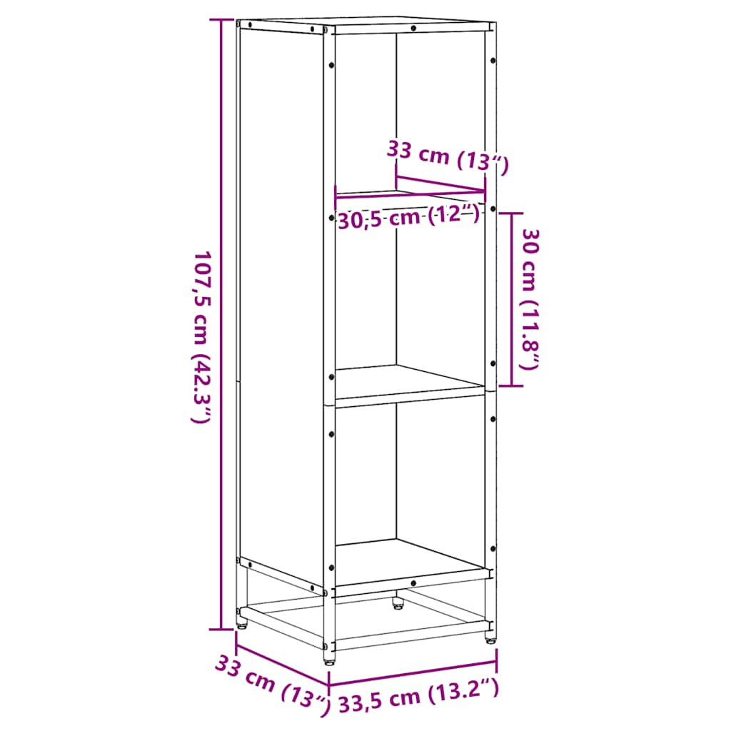 Book Cabinet Smoked Oak 33.5x33x107.5 cm Engineered Wood