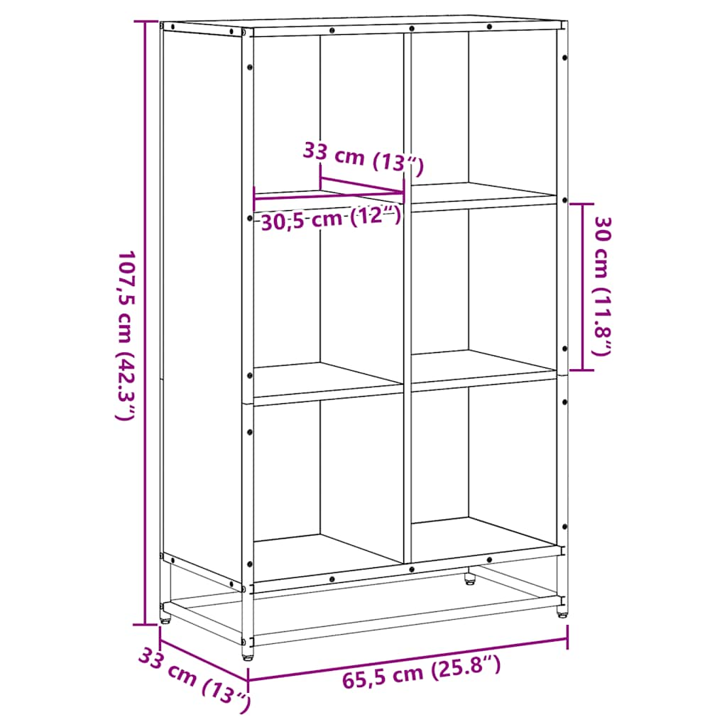 Book Cabinet Black 65.5x33x107.5 cm Engineered Wood