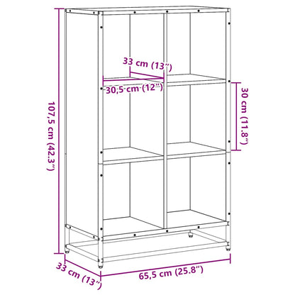 Book Cabinet Black 65.5x33x107.5 cm Engineered Wood