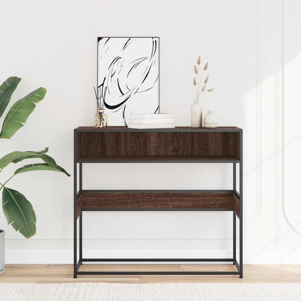 Console Table Brown Oak 90x35x80 cm Engineered Wood