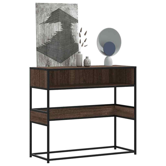 Console Table Brown Oak 90x35x80 cm Engineered Wood