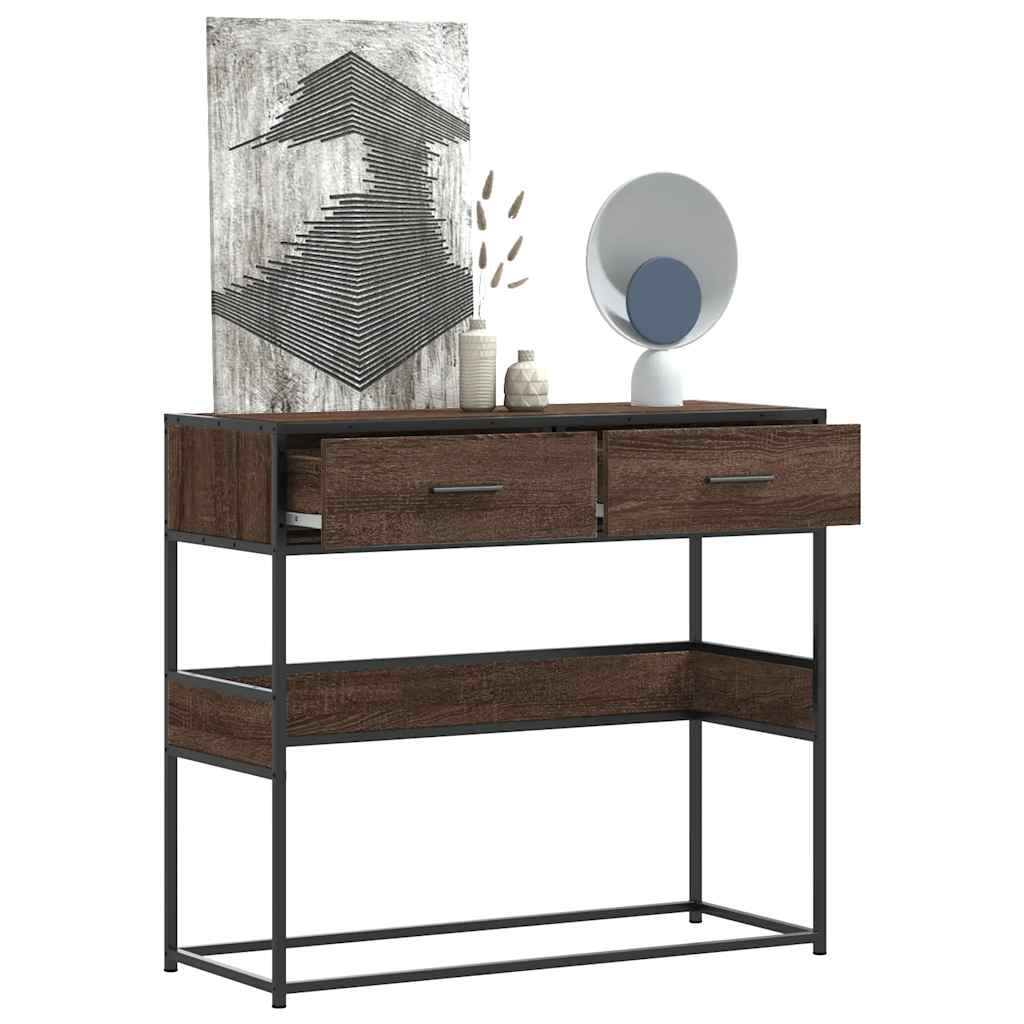 Console Table Brown Oak 90x35x80 cm Engineered Wood