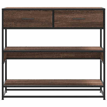 Console Table Brown Oak 90x35x80 cm Engineered Wood