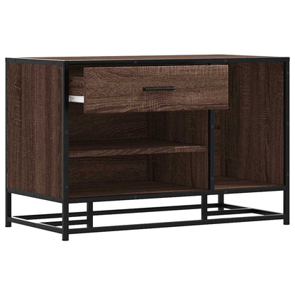 Shoe Bench Brown Oak 80x40x53.5 cm Engineered Wood and Metal