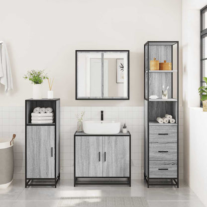 Bathroom Cabinet Grey Sonoma 35x37.5x166 cm Engineered Wood